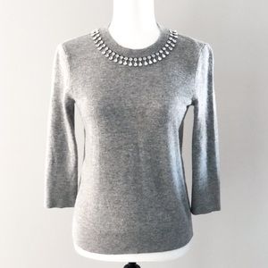 Kate Spade Jewelled Neckline 3/4 sleeve Sweater